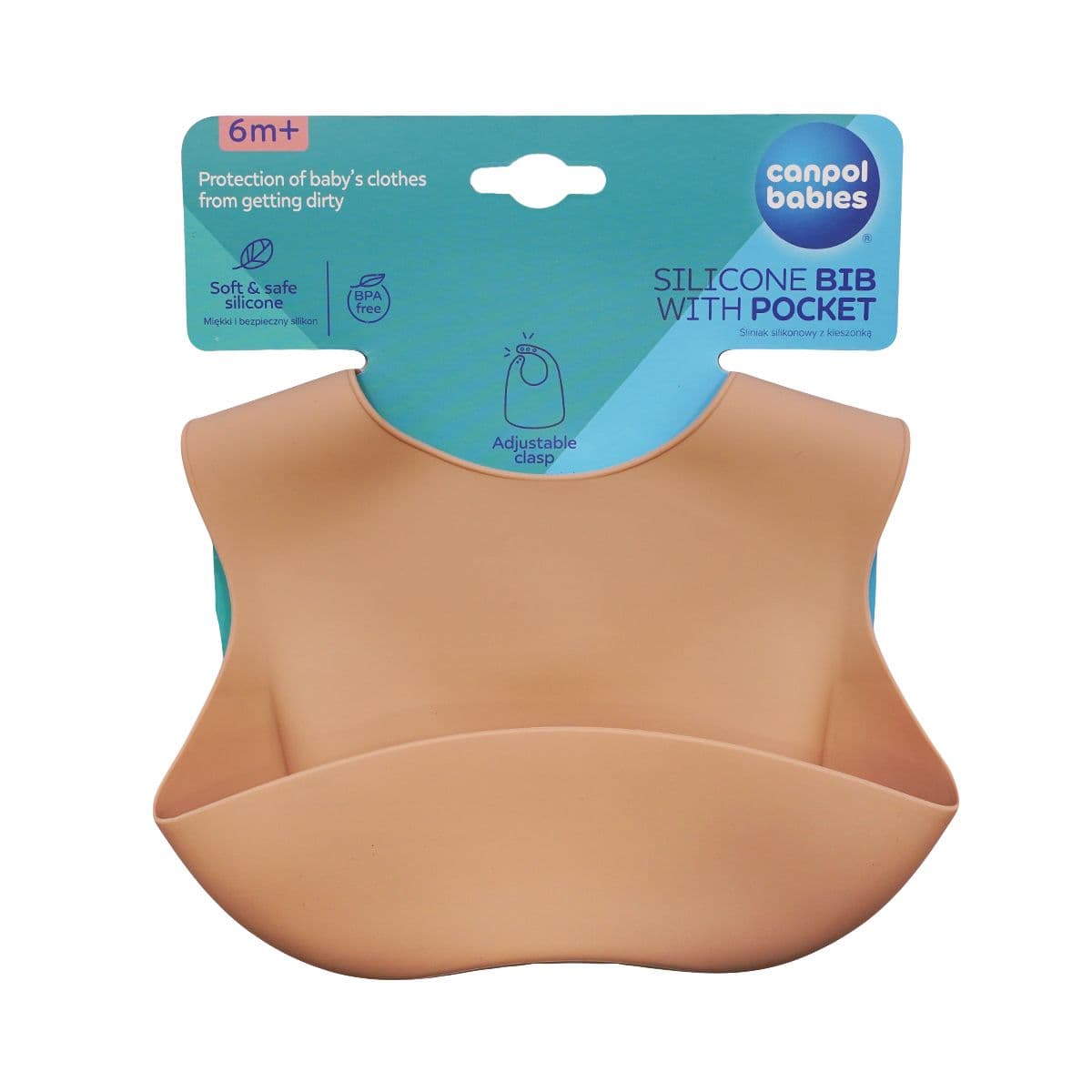 სილიკონის წინსაფარი ჯიბით ხორცისფერი 0375 კანპოლი - Canpol