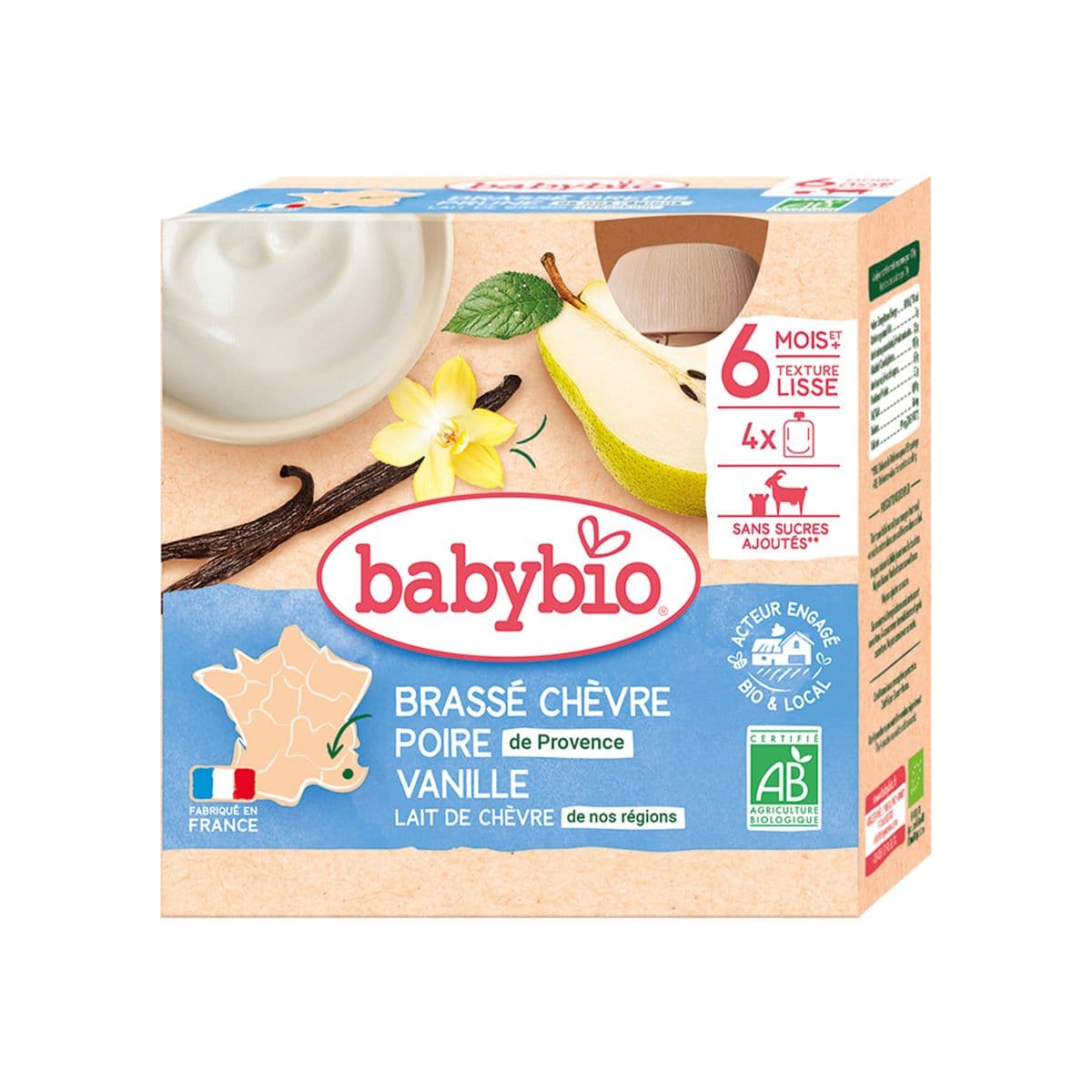 იოგურტი თხის რძე/ვანილი 6 თვიდან 340გ 4 ცალი 0825 ბეიბი ბიო - Baby Bio