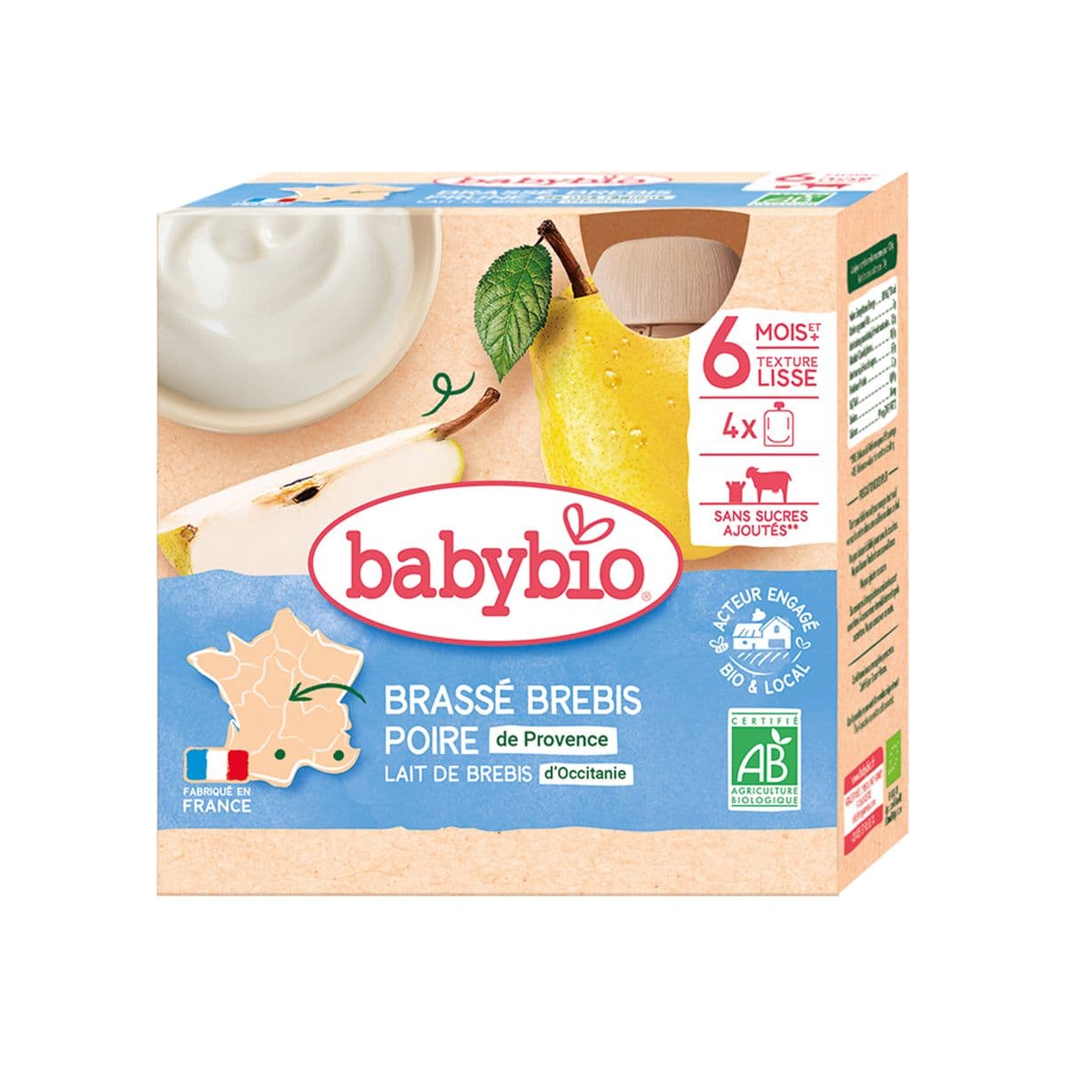 იოგურტი ცხვრის რძე და მსხალი 6 თვიდან 340 გ 4 ცალი 0917 ბეიბი ბიო - Baby Bio