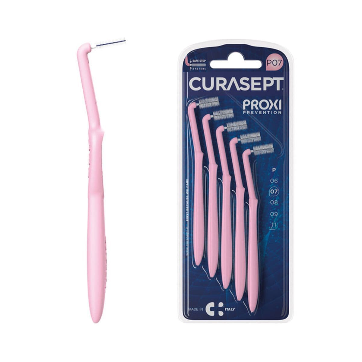 კბილთაშუა ჯაგრისი P07 PINK მოხრილი 1622 კურასეპტი - Curasept