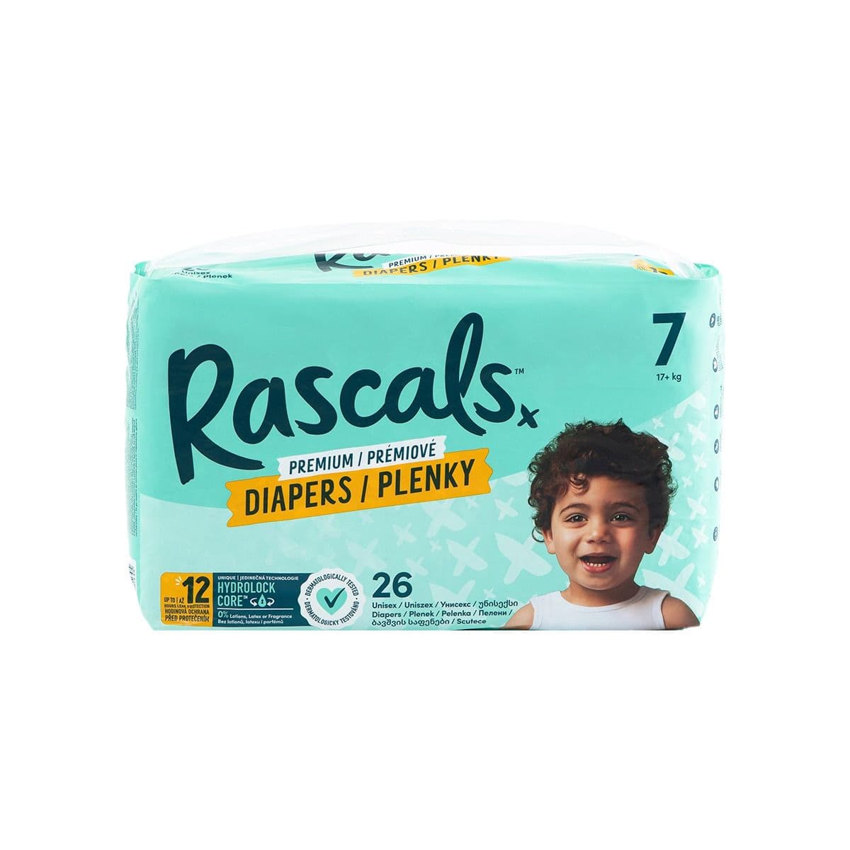 საფენი ბავშვის 7 ზომა 17+კგ 26 ცალი 1645 რასკალს - Rascals