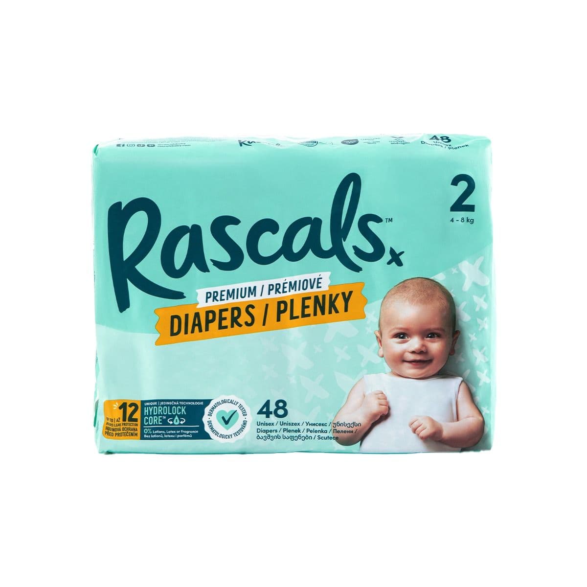 საფენი ბავშვის 2 ზომა 4-8კგ 48 ცალი 3019 რასკალს - Rascals