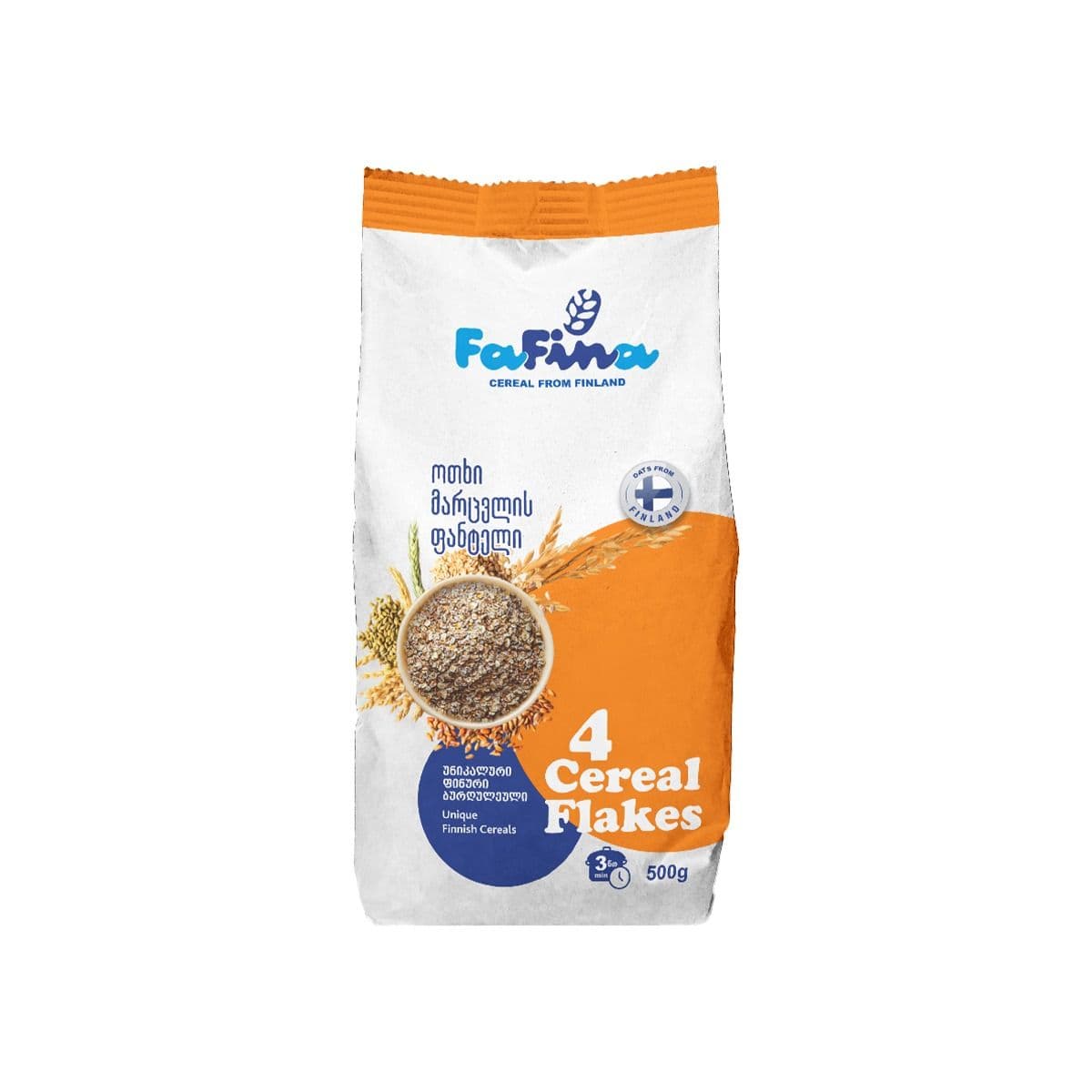 ურძეო ფაფა 4 სახის შვრიის ფანტელი 450 გ 0015 ფაფინა - Fafina