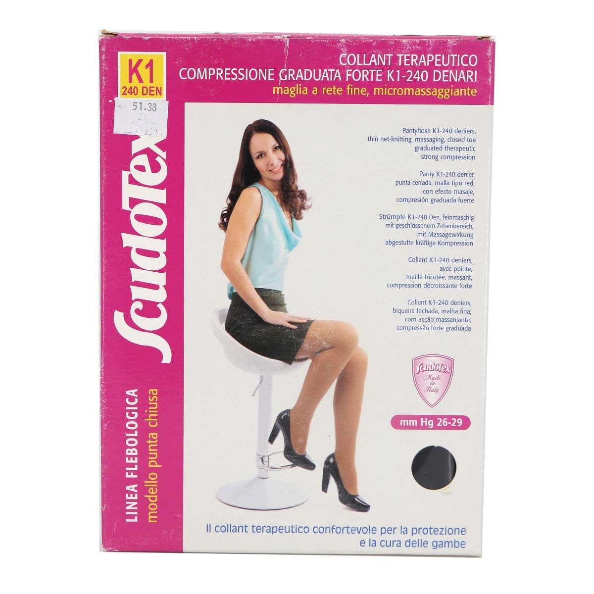 ანტივარიკოზული კოლგოტი შავი L 3858 სკუდოტექსი - Scudotex