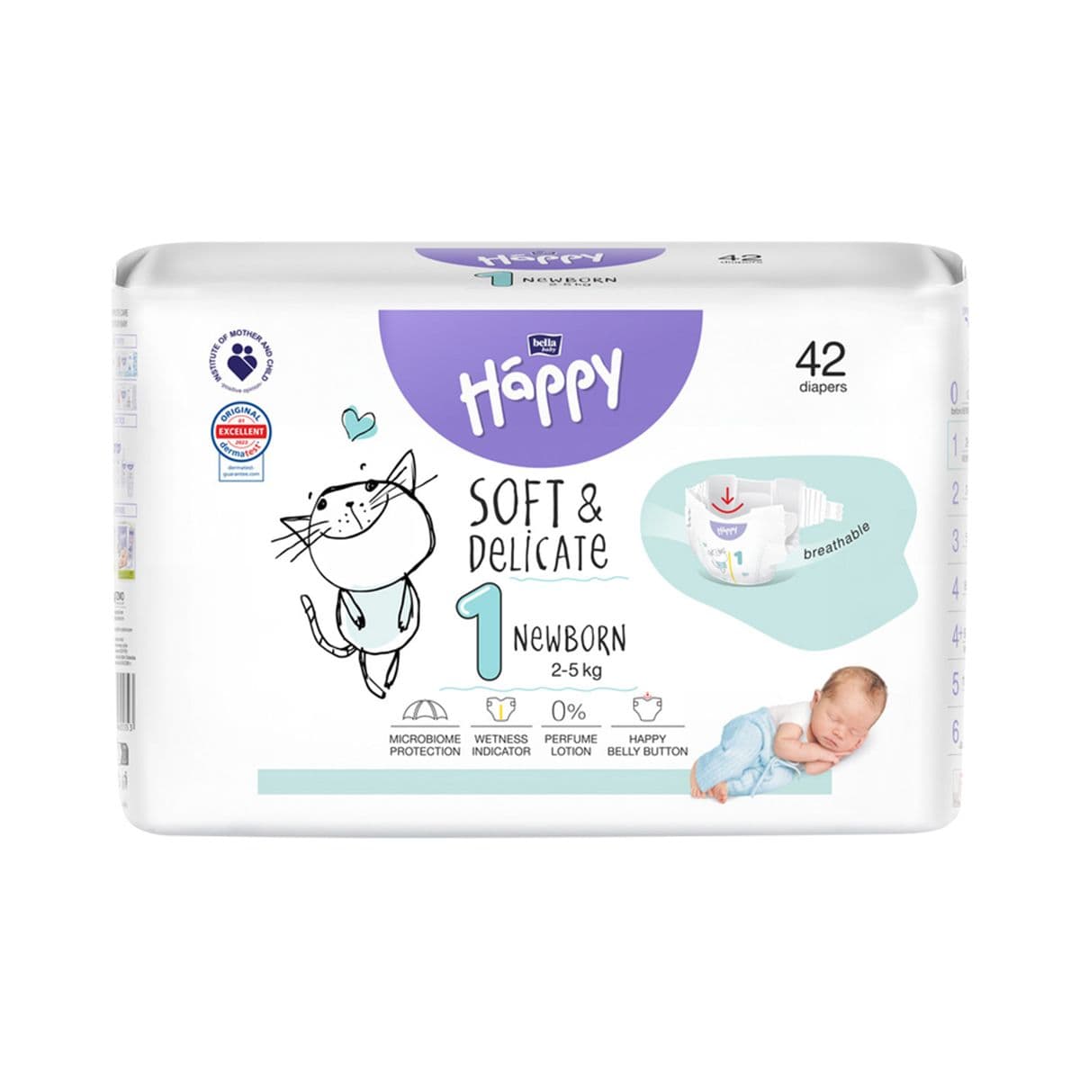 საბავშვო საფენი, ზომა 1 2 -5 კგ-მდე , 42 ცალი. 5339  ბელა ჰეფი - Bella Happy