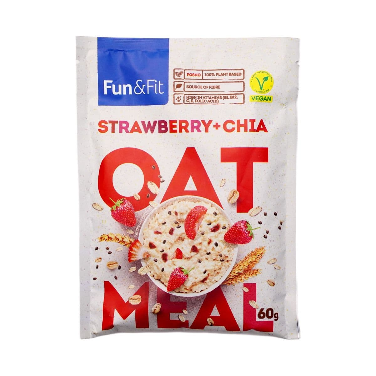 ფაფა შვრია მარწყვი და ჩია 60 გ 8135 ფან ენდ ფიტ - Fun and Fit