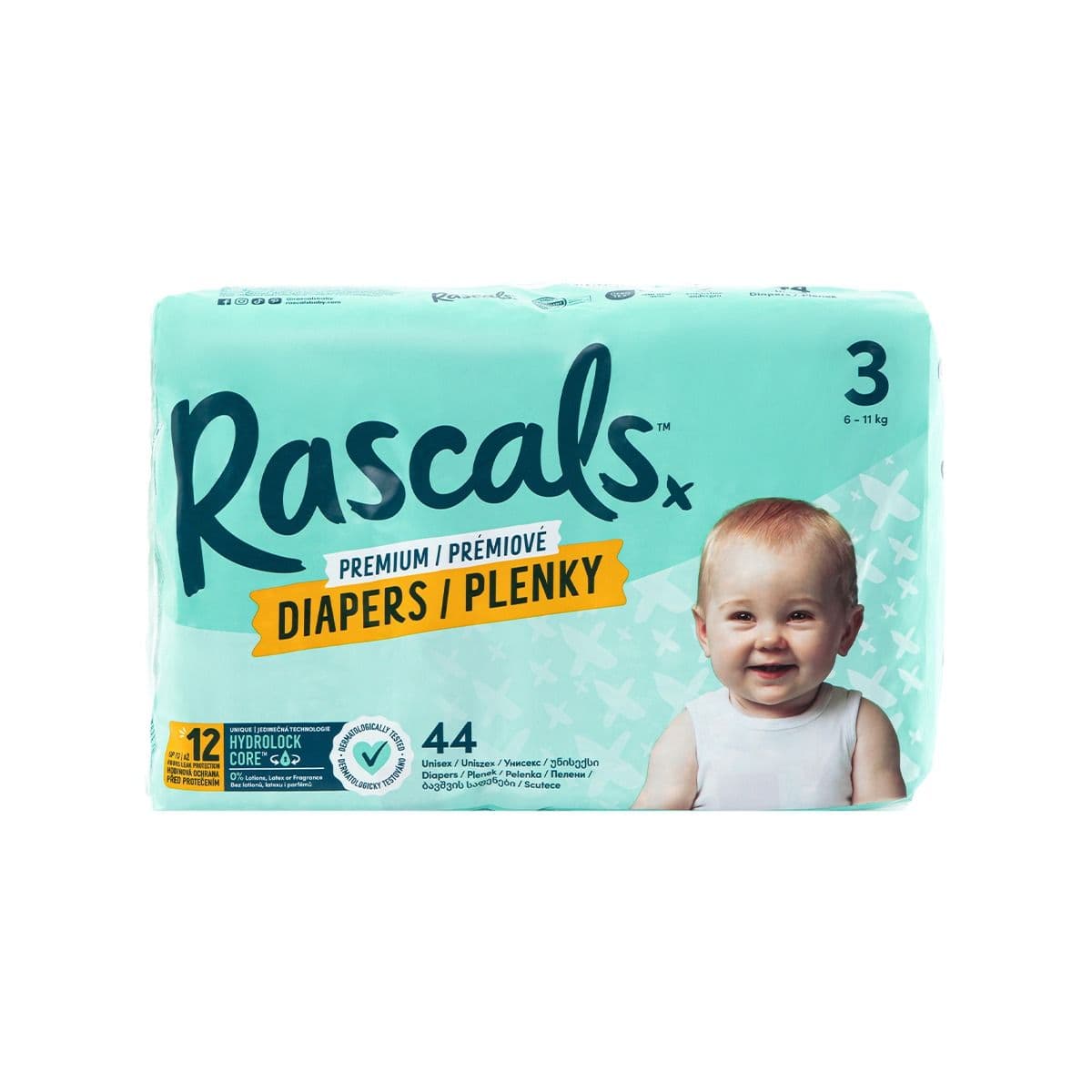 საფენი ბავშვის 3 ზომა 6-11კგ 44 ცალი 3026 რასკალს - Rascals