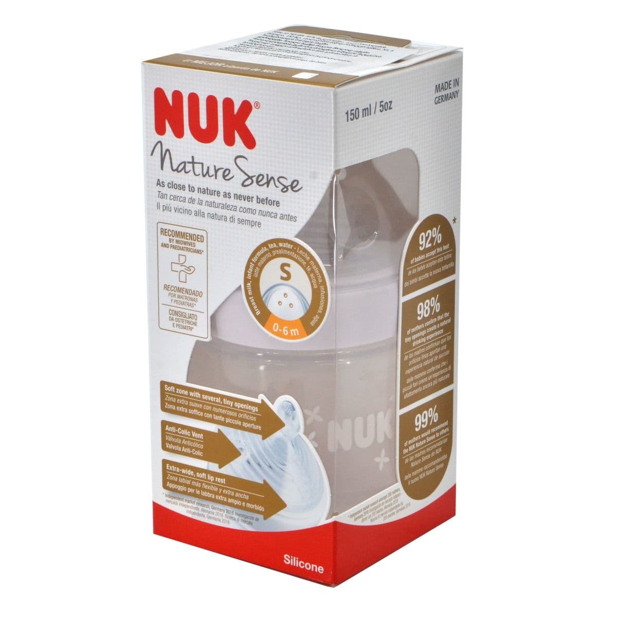 ბოთლი პლასტმასის 150მლ + საწოვარა სილიკონის 7294 ნუკი - Nuk