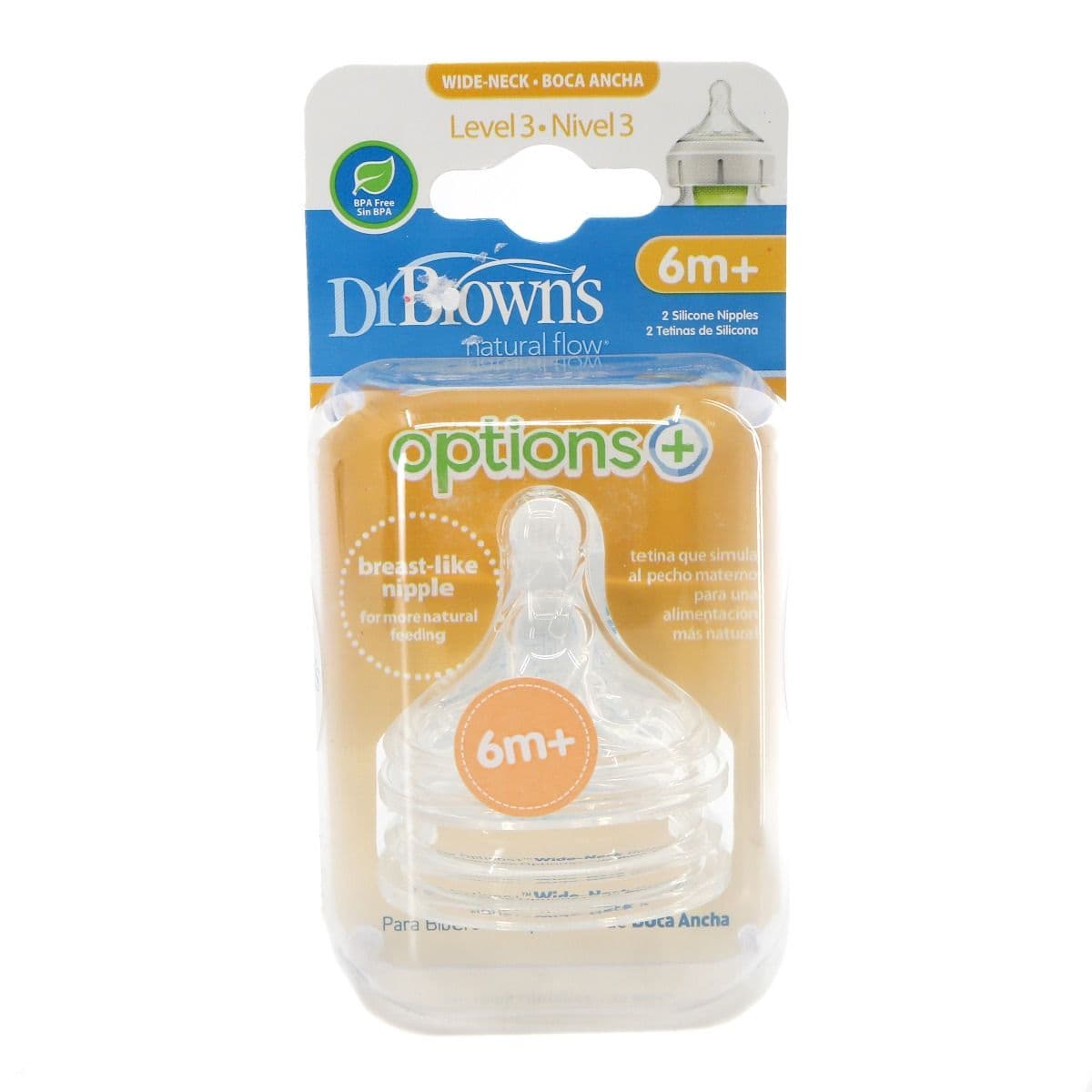 ბოთლის განიერყელიანი საწოვარა 6-9თ 2ცალი 1749 დოქტორ ბრაუნი - DrBrowns