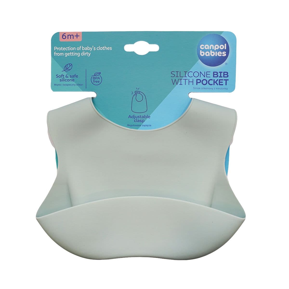 სილიკონის წინსაფარი ჯიბით ნაცრისფერი 0368 კანპოლი - Canpol