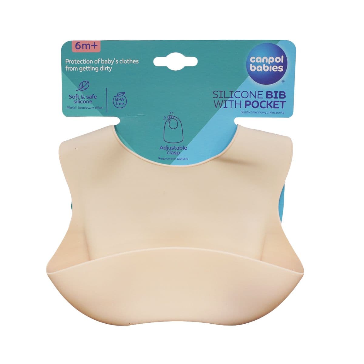 სილიკონის წინსაფარი ჯიბით კრემისფერი 0382 კანპოლი - Canpol