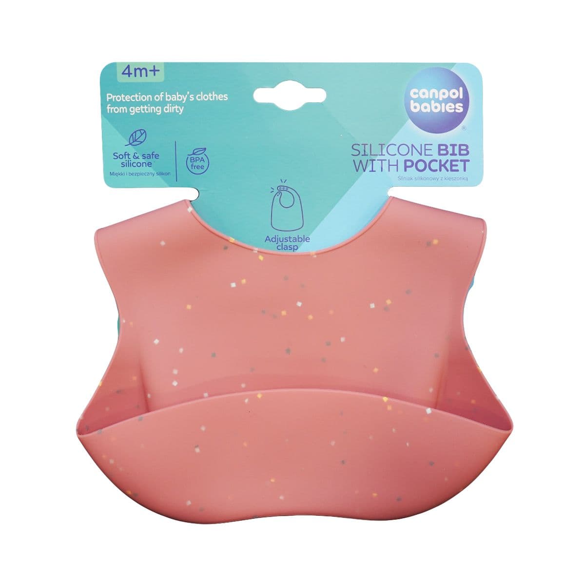 სილიკონის წინსაფარი ჯიბით ვარდისფერი 6798 კანპოლი - Canpol