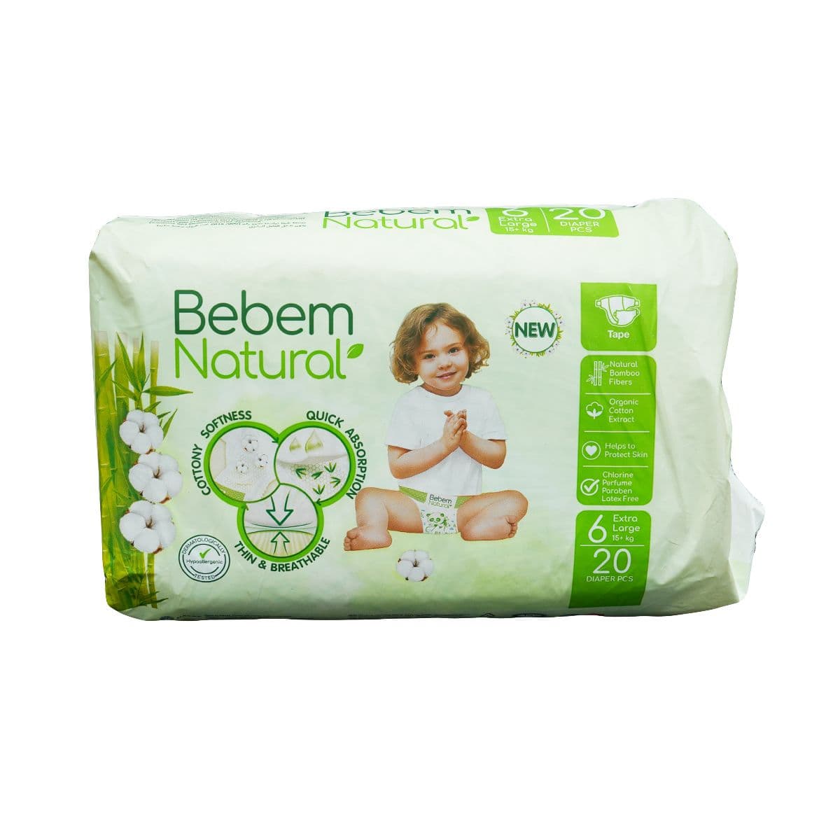 ბავშვის საფენები 15+ კგ 20 ცალი 6041 ბებემ ნეიჩერალს - Bebem Natural