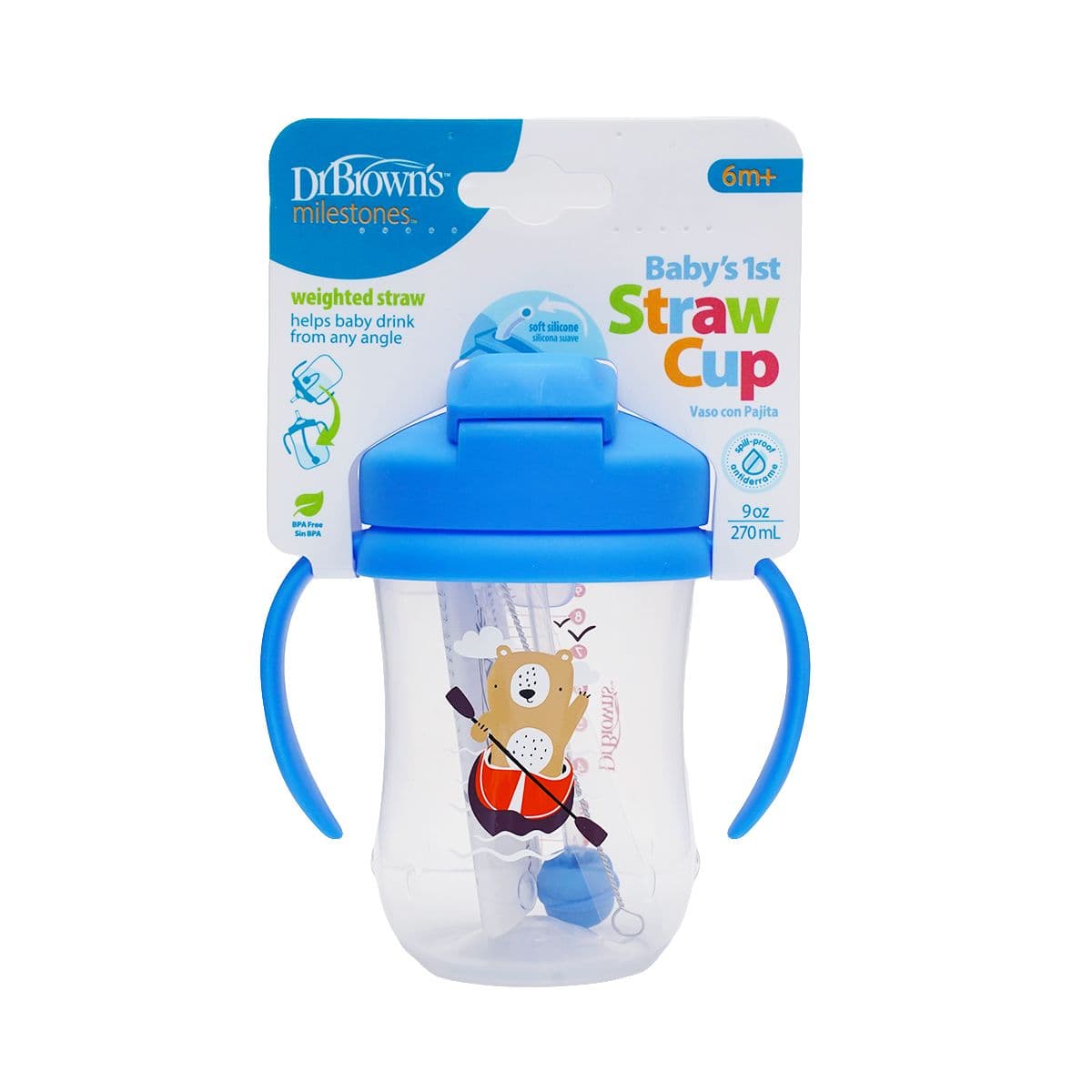 ჭიქა საწრუპით ცისფერი 270 მლ 1140 დოქტორ ბრაუნი - DrBrowns