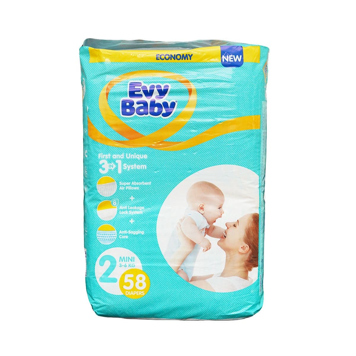 ბავშვის საფენი TWIN 3-6კგ 58 ცალი 0257 ევი ბეიბი - EVY BABY