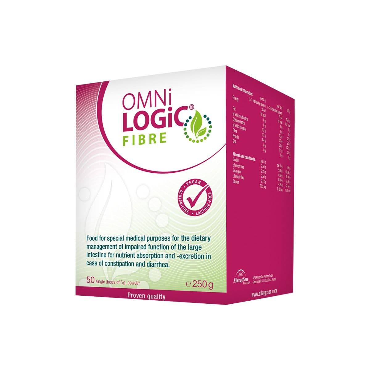 ომნი-ლოჯიკი ფიბრე ფხვნილი 250გ 50 დოზა ალერგოსანი - AllergoSan