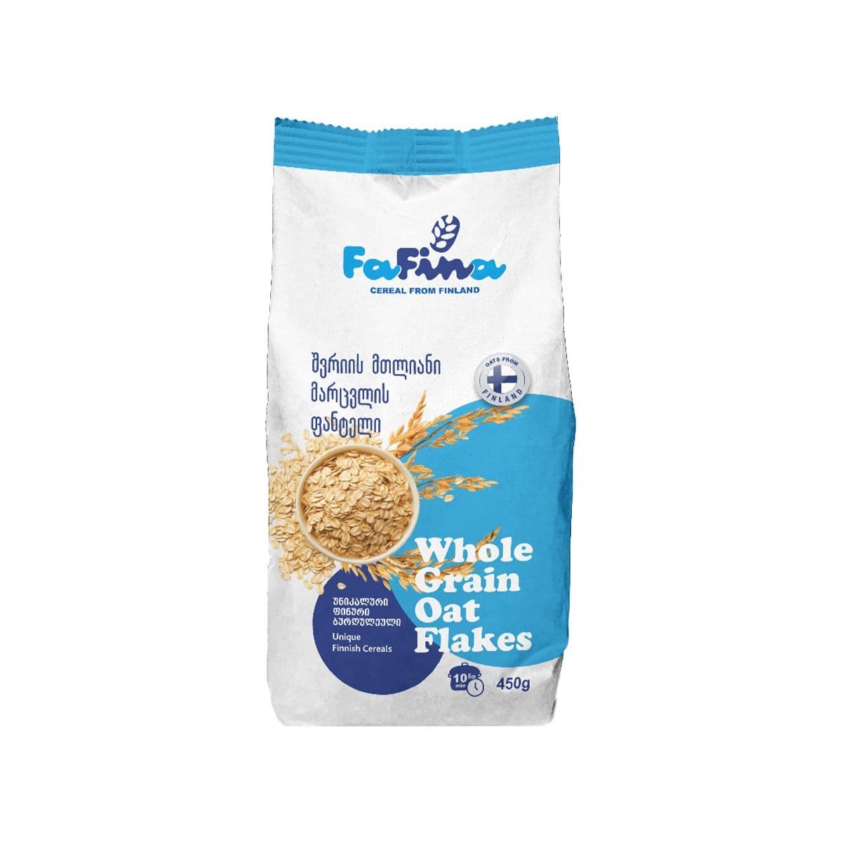 შვრიის მთლიანი მარცვლის ფანტელი 450 გ 0039 ფაფინა - Fafina