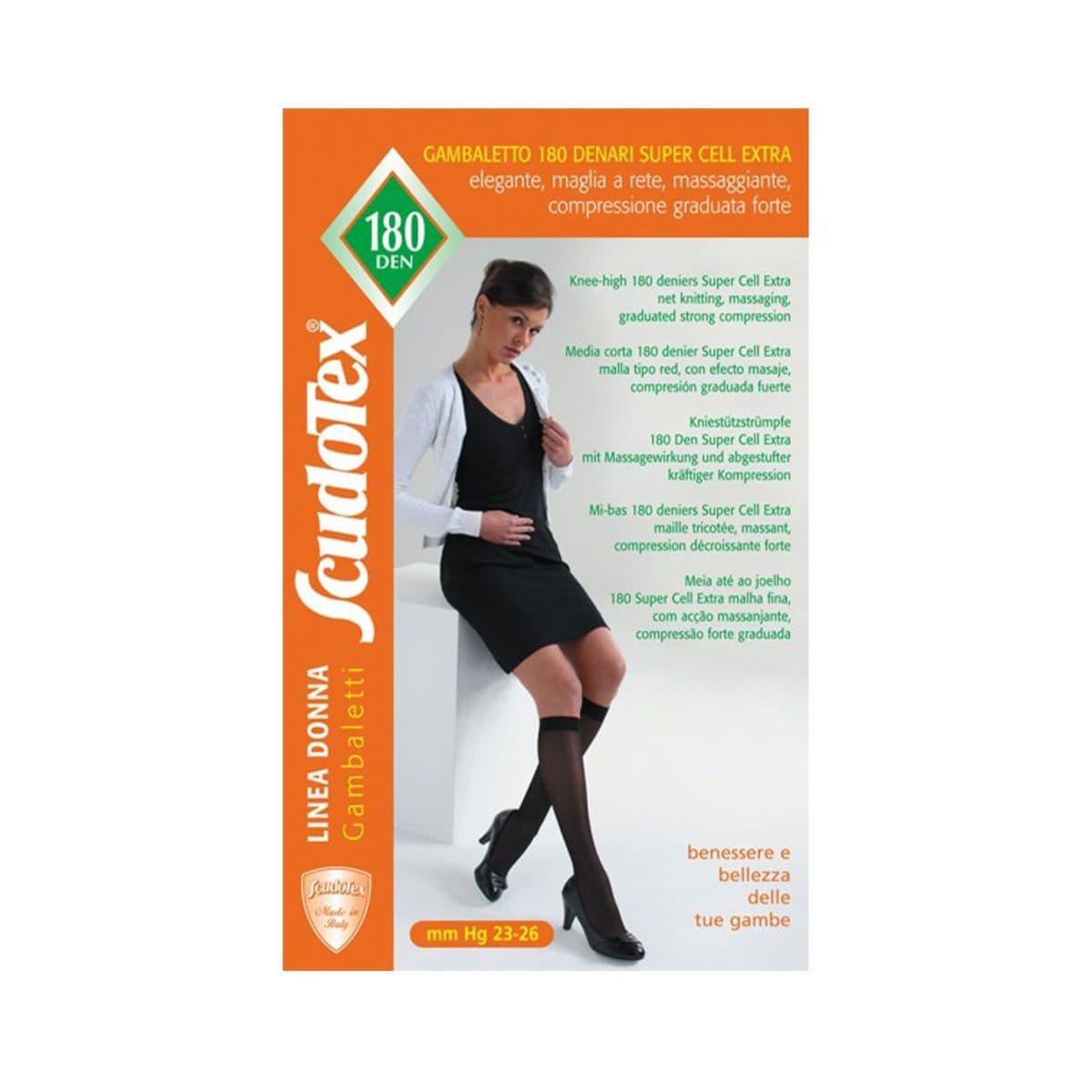 ანტივარიკოზული დაბალყელიანი წინდა II კომპრესია კრემისფერი 837 L 2562 სკუდოტექსი - Scudotex