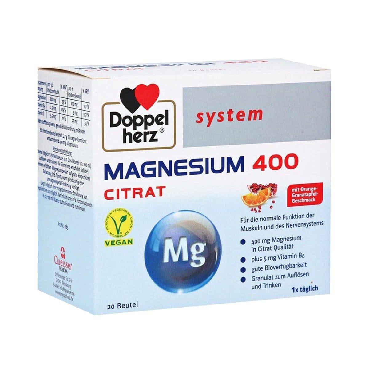 დოპელჰერც სისტემი - Doppelherz System Mg 400მგ 20 პაკეტი