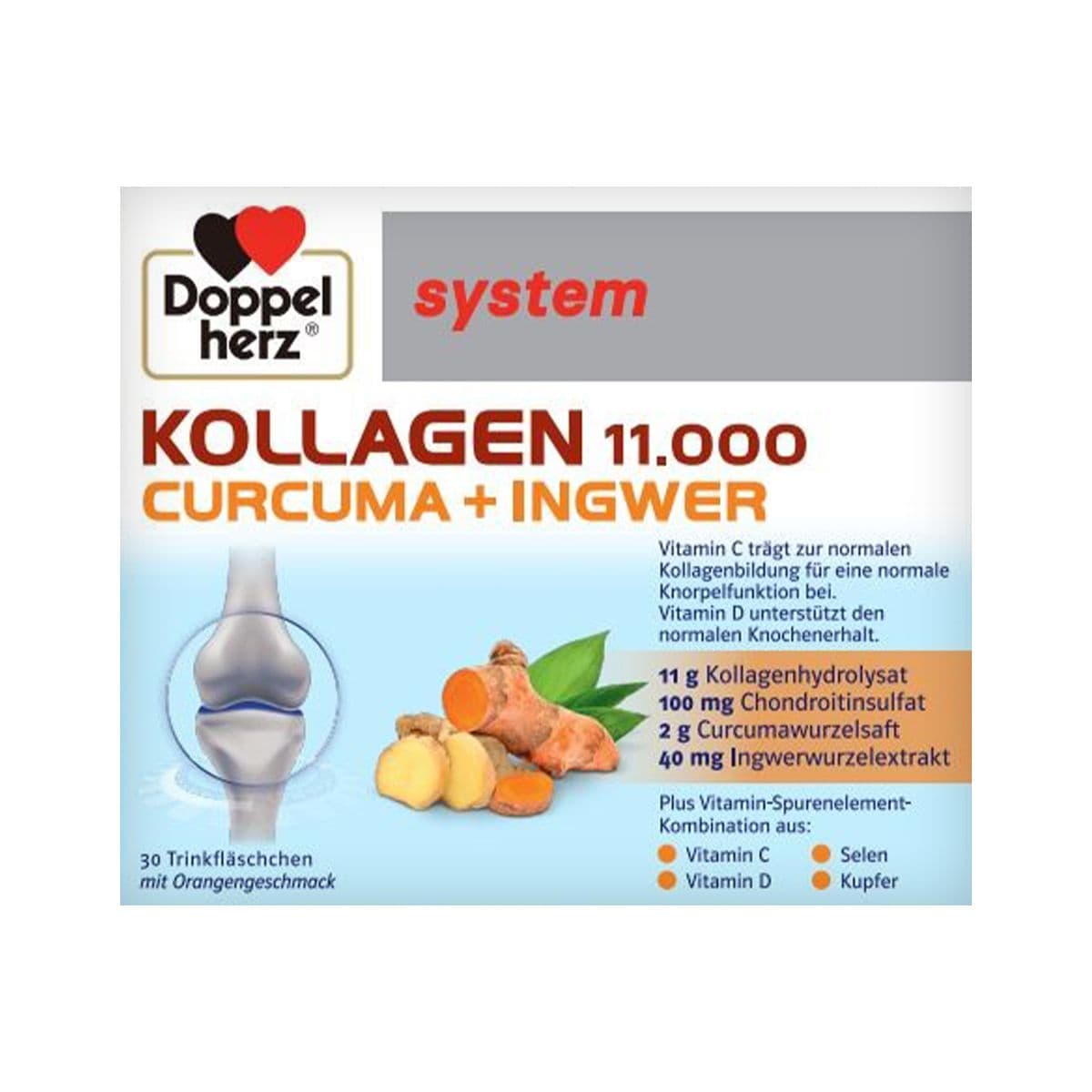 კოლაგენი კურკუმა და ჯინჯერი 30 ბოთლი დოპელჰერც სისტემი - Doppelherz System