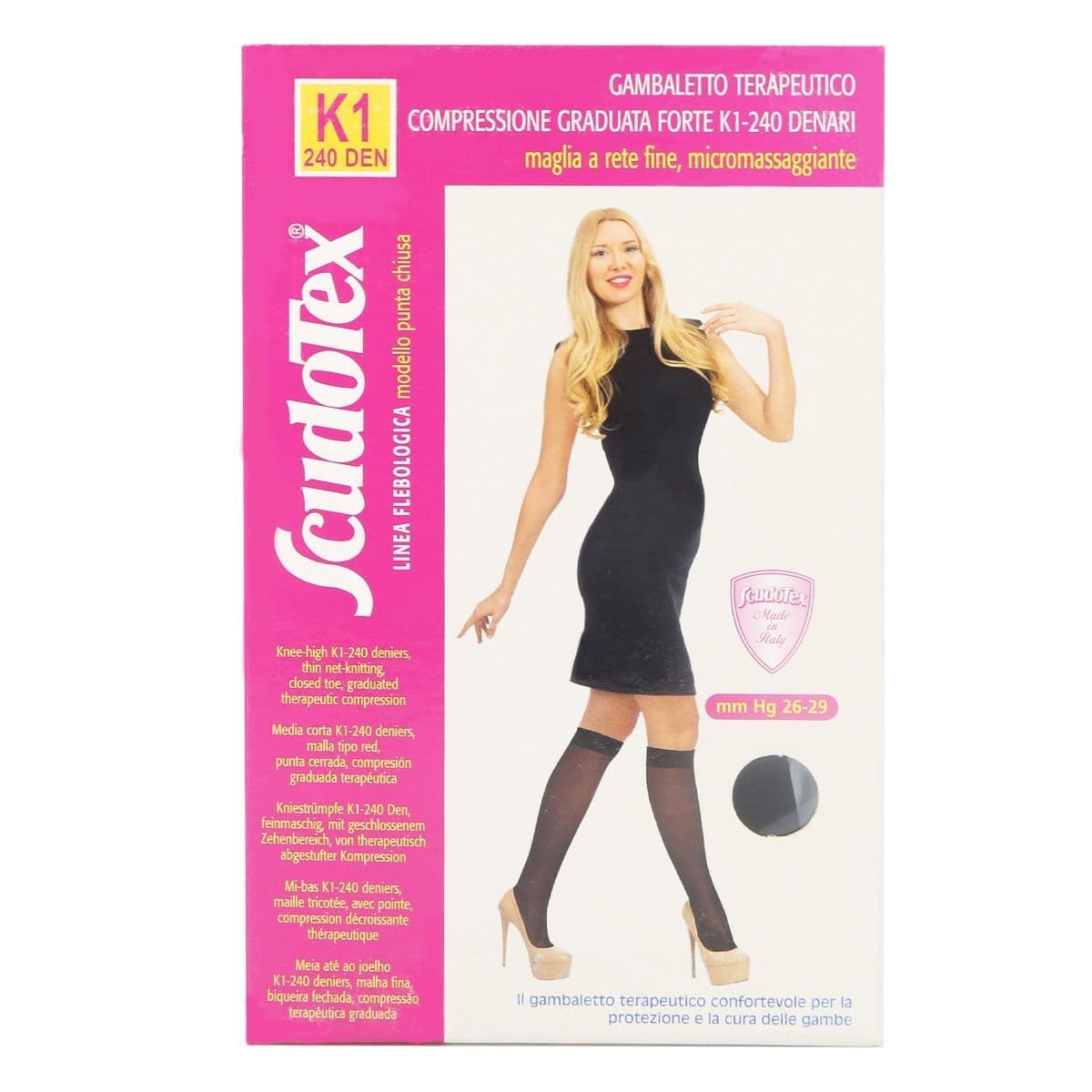 ანტივარიკოზული დაბალყელიანი წინდა II კომპრესია კრემისფერი 858 M 3902 სკუდოტექსი - Scudotex