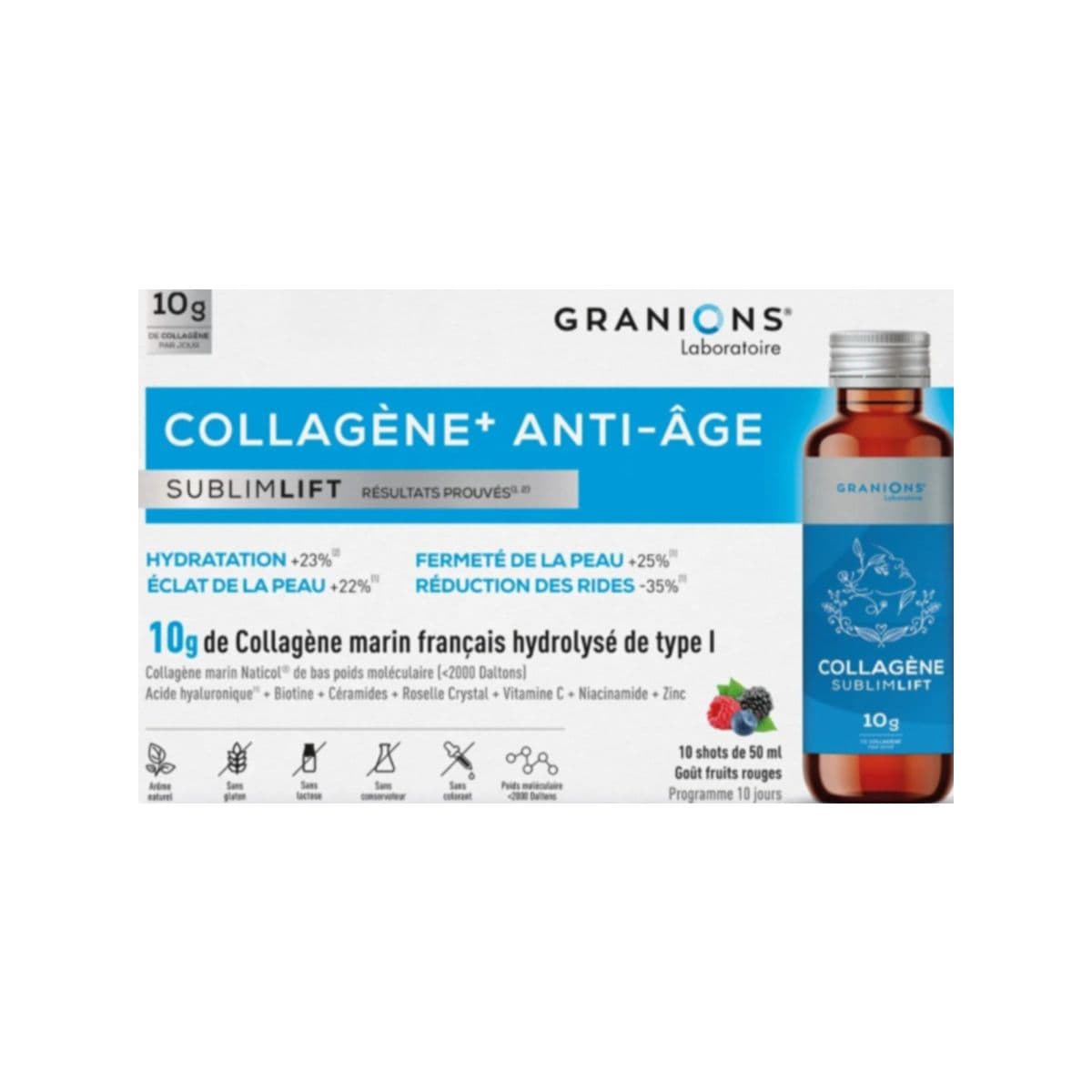 კოლაგენი Anti Age კენკრა ხსნარი 50მლ 10 ცალი გრანიო - Granions