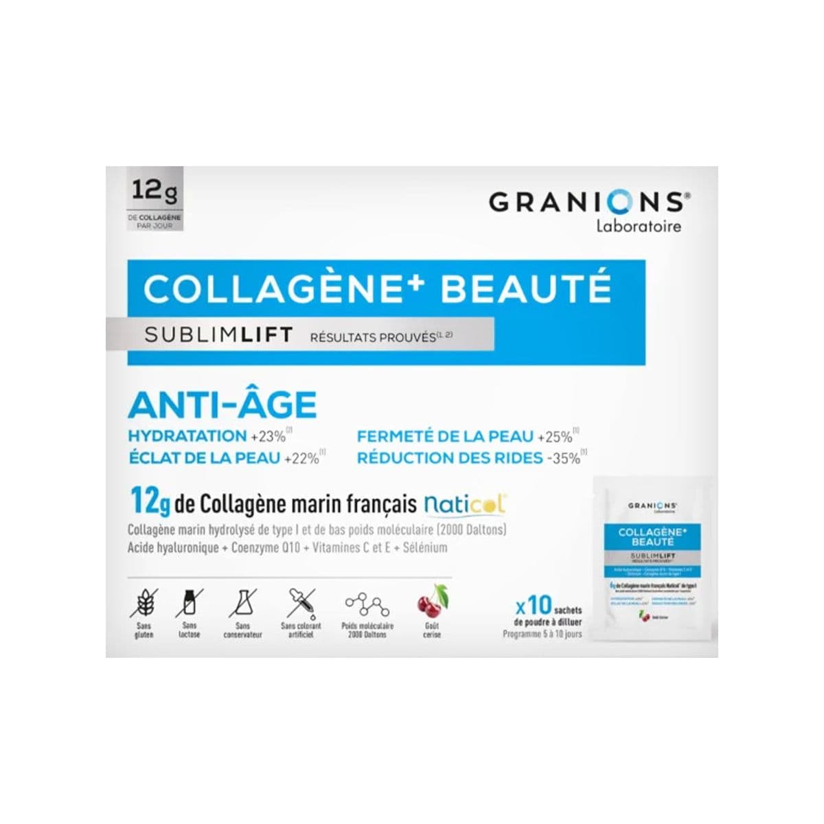 კოლაგენი Anti Age ფხვნილი 10 საშეტი გრანიო - Granions