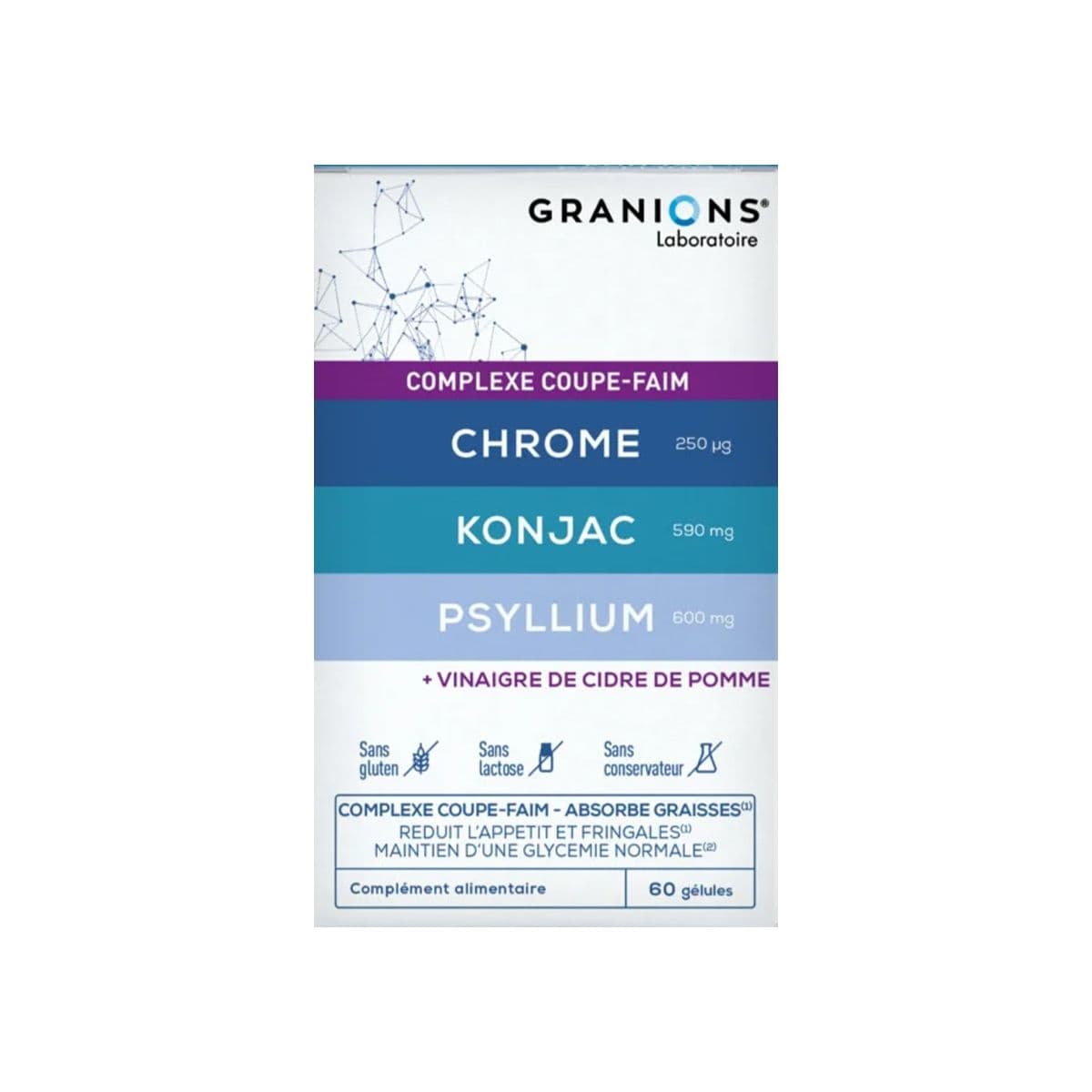 ქრომი კონჯაკი და ფსილიუმი 60 კაფსულა გრანიო - Granions