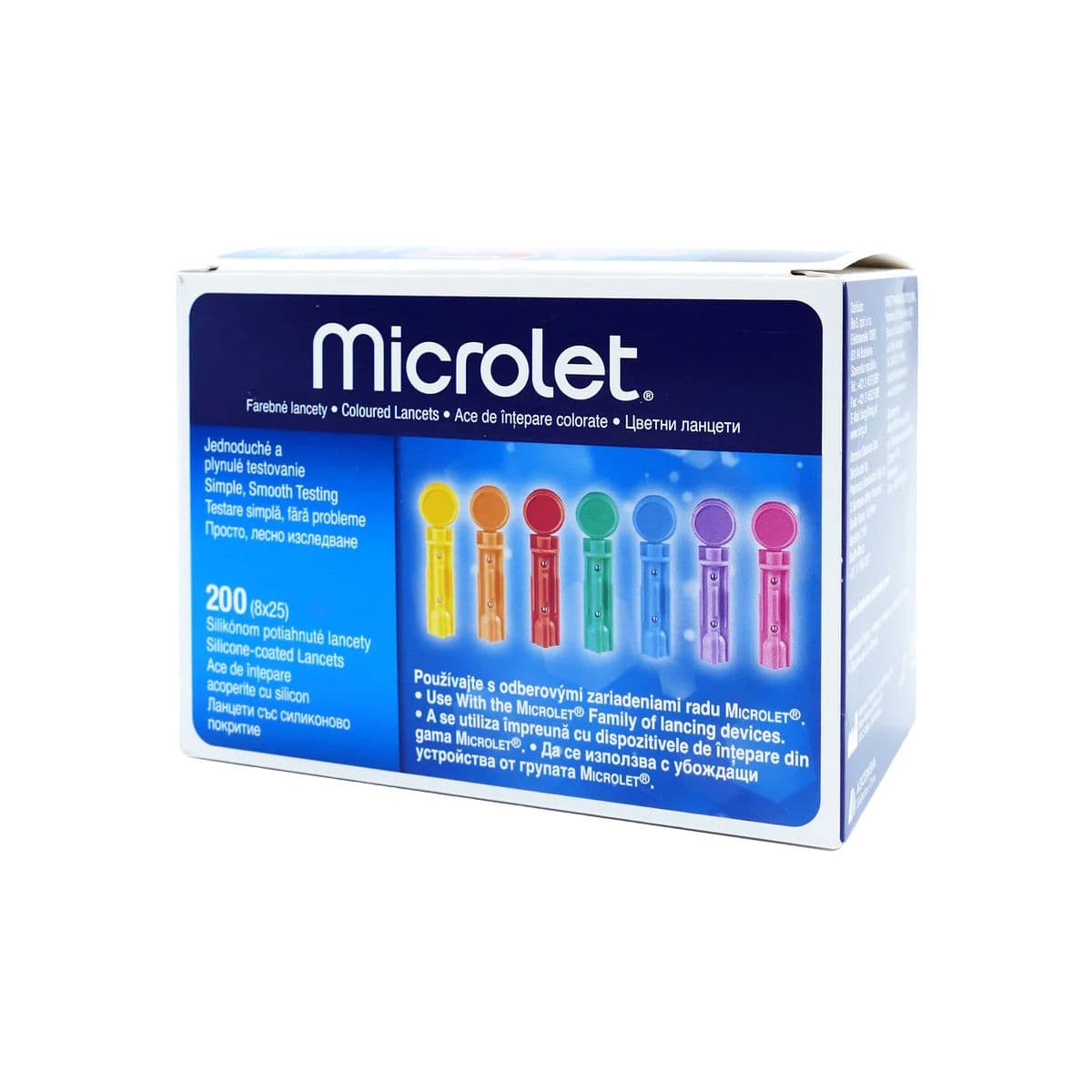 გლუკომეტრის ლანცეტი MICROLET 25 ცალიანი 8 შეკვრა კონტურ პლუსი - Contour Plus