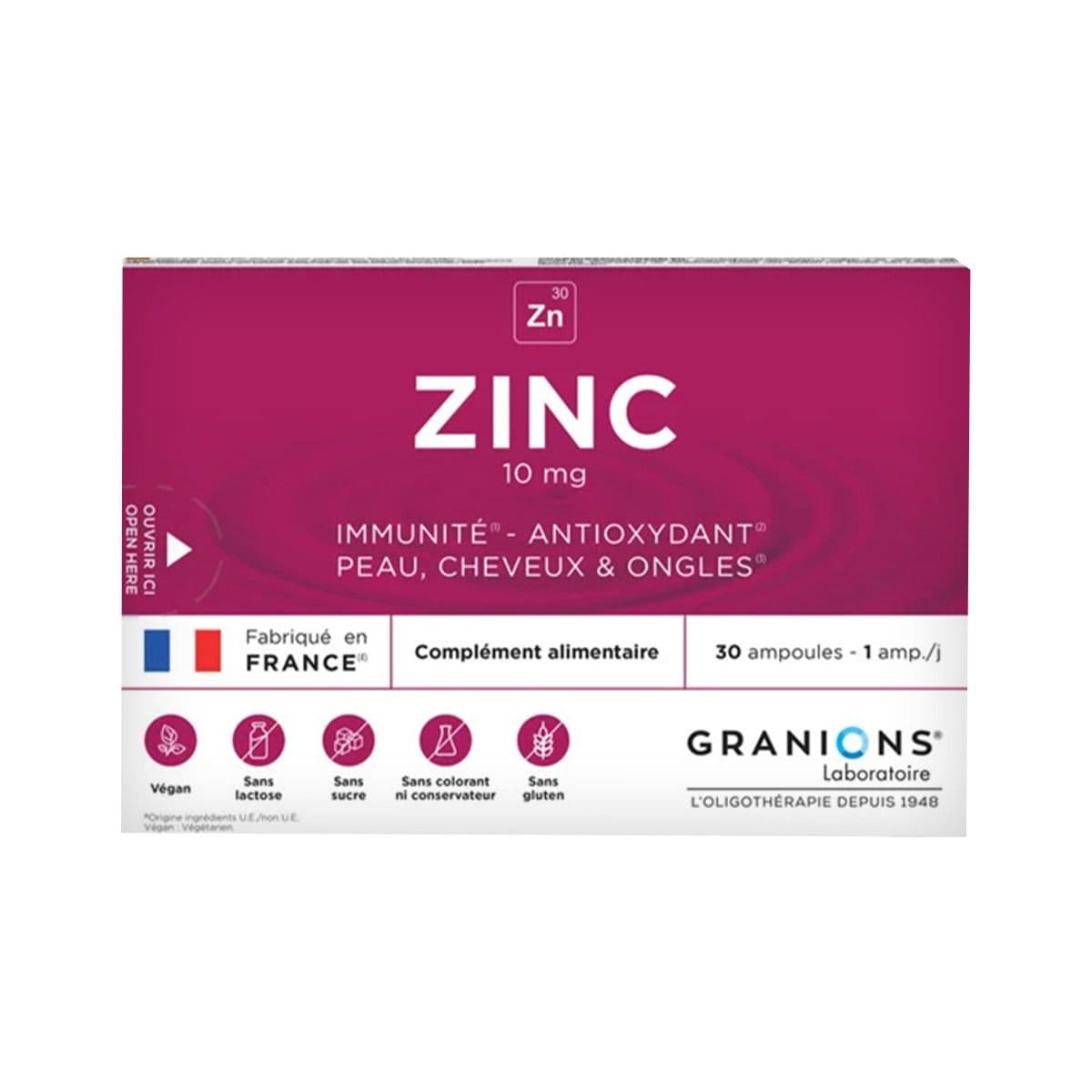 თუთია 10მგ დასალევი ამპულა 30 ცალი გრანიო - Granions