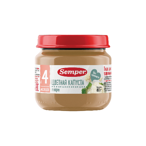 სემპერი - პიურე ყვავილოვანი კომბოსტო/4თვ+/ 80გრ