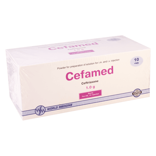 ცეფამედი ი/მ ი/ვ ფხვნილი საინექციო ხსნარის მოსამზადებლად 1000მგ ფლაკონი #10