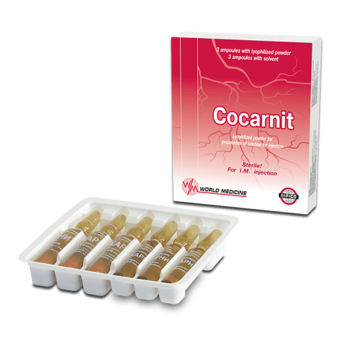 კოკარნიტი ი/მ ლიოფილიზატი საინექციო ხსნარის მოსამზადებლად 10მგ+50მგ+0.5მგ+20მგ ამპულა+2მლ ამპულა გამხსნელი #3