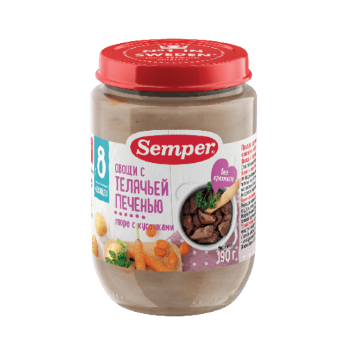 სემპერი - სადილი ხბოს ღვიძლი ბოსტნეულით /8თვ+/ 190გრ