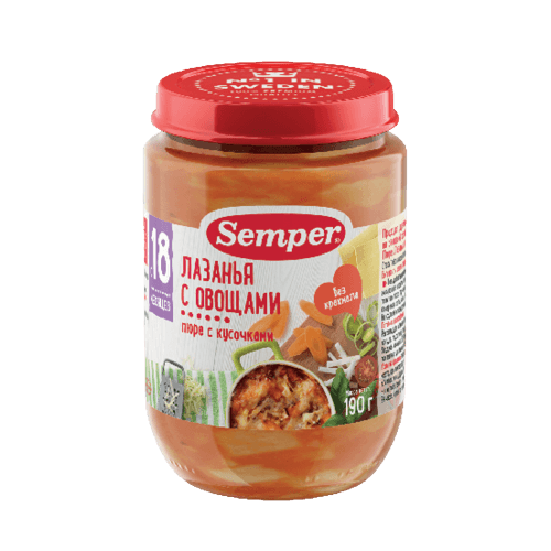 სემპერი - სადილი ლაზანია ბოსტნეულით /12თვ+/ 190გრ