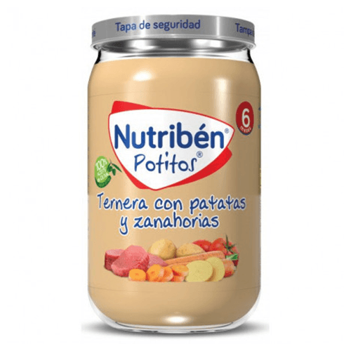 ნუტრიბენი - სადილი საქონლის ხორცი პომიდორით. კარტოფილით და სტაფილოთი /6თვ+/ 235გრ