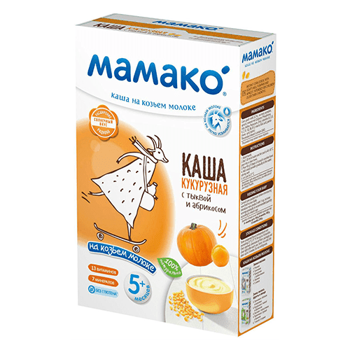 მამაკო - ფაფა თხის რძით სიმინდი. გოგრა და გარგარი/5თვ+/ 200გრ