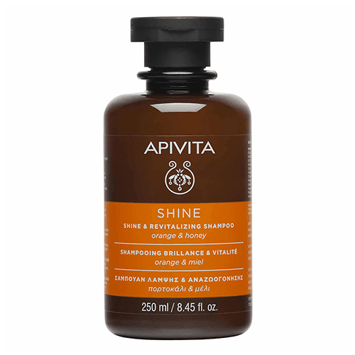 აპივიტა - შამპუნი ბზინვარება ფორთოხლის ექსტრაქტით ყველა ტიპის თმის 250მლ