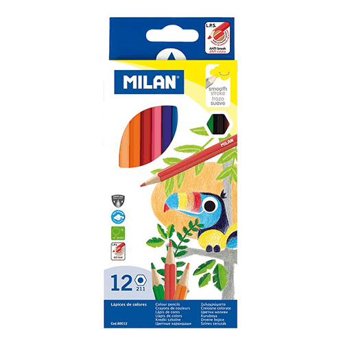 მილანო - საკანცელარიო ფერადი ფანქრები 12 ფერიანი კაკადუ