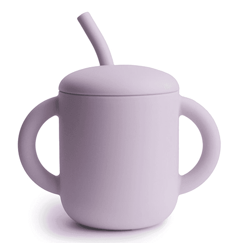 მუში - ჭიქა და საწრუპი სილიკონის იასამნისფერი