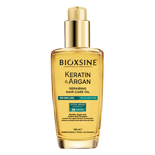 ბიოქსინი - თმის ზეთი კერატინი და არგანი თმის ცვენის საწინააღმდეგო. აღმდგენი ყველა ტიპის თმის 150მლ
