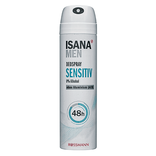 ისანა - მამაკაცის დეოდორანტი სპრეი 24სთ Sensitive ალუმინის გარეშე 150მლ