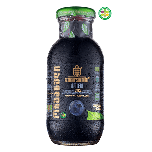 არომაპროდუქტი - წვენი ორგანული მოცვი ცივად დაწურული 100% სუფთა წვენი 200მლ