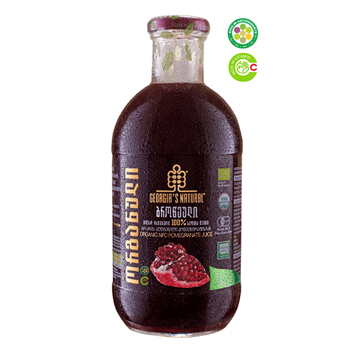 არომაპროდუქტი - წვენი ორგანული ბროწეული ცივად დაწურული 100% სუფთა წვენი 750მლ