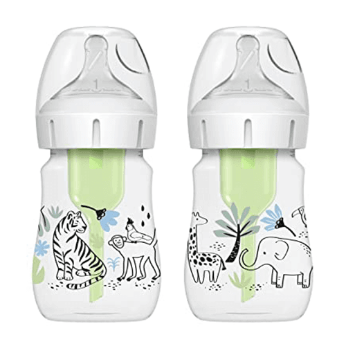 დოქტორ ბრაუნი - ბოთლი პლასტმასის განიერყელიანი Options+ /0თვ+/ ჯუნგლები 150მლ N2