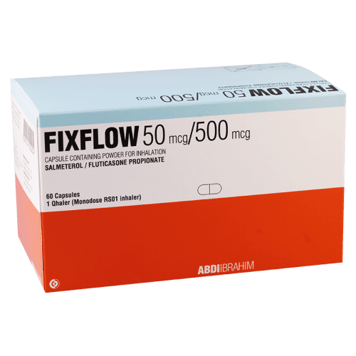 ფიქსფლოუ კაფსულა საინჰალაციო ფხვნილით 50მკგ+500მკგ/1დოზა +საინჰალ. მოწყობ #60