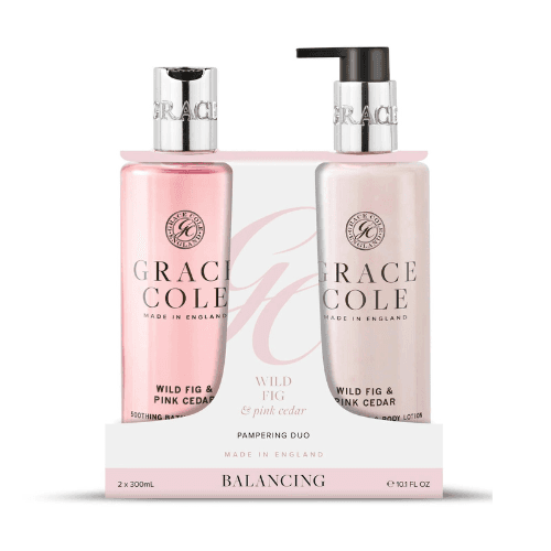 გრეის კოული - დუო კომპლექტი. შხაპის გელი + ხელის/ტანის ლოსიონი ველური ლეღვი/ვარდისფერი კედარი 2X300მლ