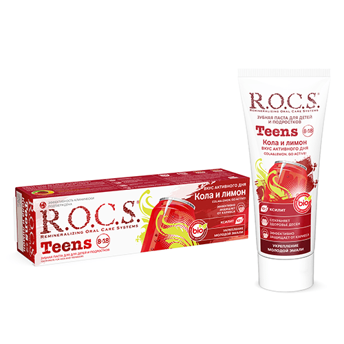 როქსი - კბ/პასტა ბავშვის კოლა და ლიმონი Teens 8-18 წელი 74გრ