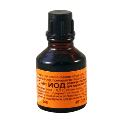 იოდის სპირტ- ხსნარი 5% 10მლ ფლაკონი მინის #1