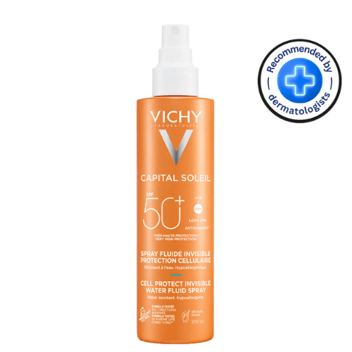 ვიში - კაპიტალ სოლეი მზისგან დამცავი SPF50+ ტანის სპრეი/ფლუიდი უხილავი 200მლ